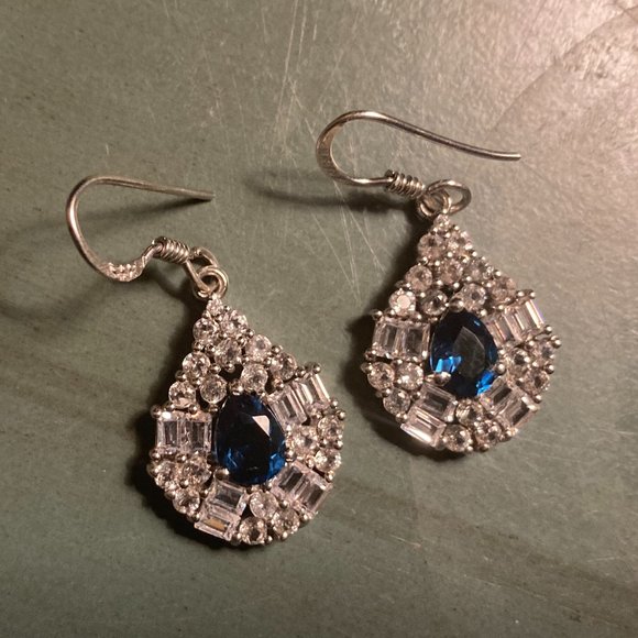 Jewelry - Blue and White Sapphire Earrings